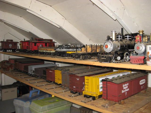 All the RR Rolling stock in the shed on assigned storage tracks